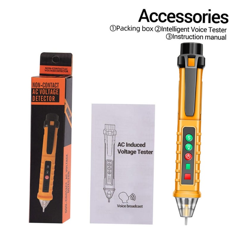 Yellow Non Contact Voltage Tester Pen Electrician Tool With Voice Broadcast - Image 4